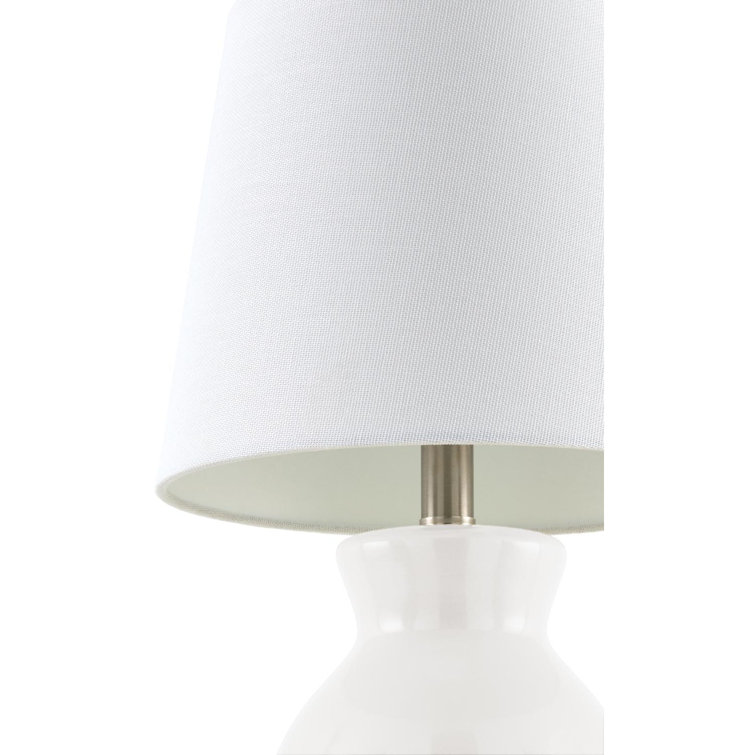 White Ceramic Bell Shade Table Lamp with Cotton Shade