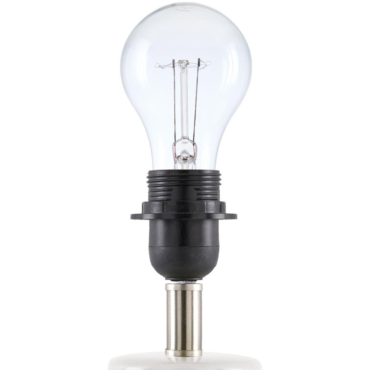 White Ceramic Bell Shade Table Lamp with Cotton Shade