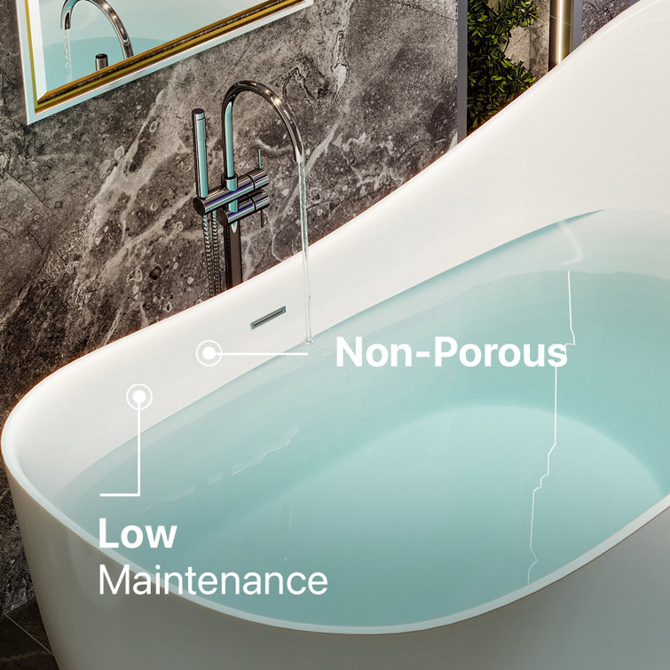 Lisa 67'' White Freestanding Acrylic Soaking Bathtub