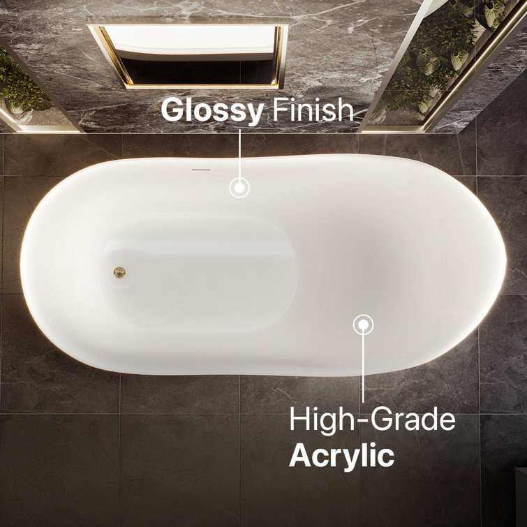 Lisa 67'' White Freestanding Acrylic Soaking Bathtub