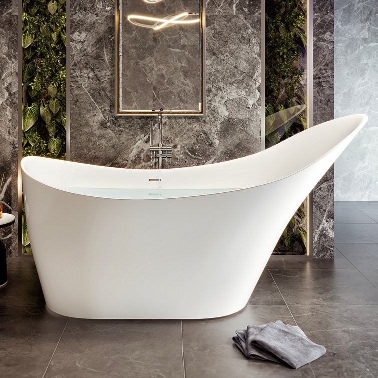 Lisa 67'' White Freestanding Acrylic Soaking Bathtub