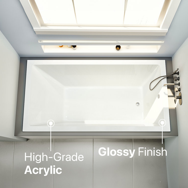 Teddy 59-Inch Glossy White Acrylic Drop-In Bathtub