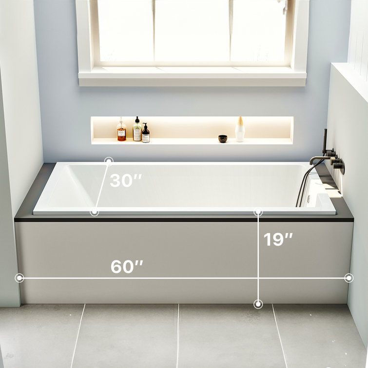 Teddy 59-Inch Glossy White Acrylic Drop-In Bathtub