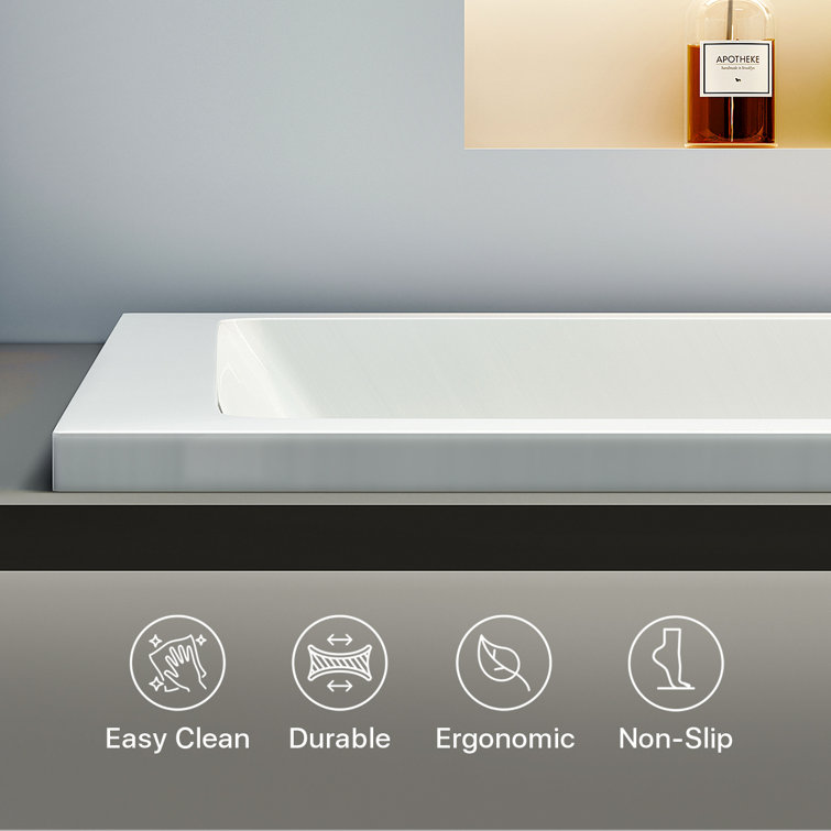 Teddy 59-Inch Glossy White Acrylic Drop-In Bathtub