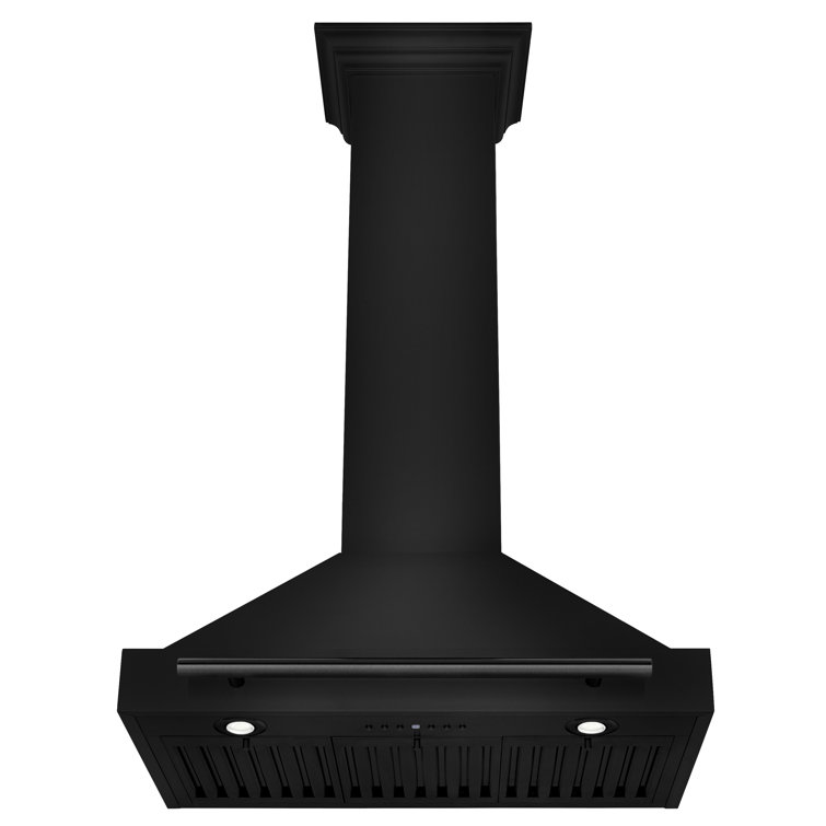 30" Black Stainless Steel Wall Mounted Convertible Range Hood