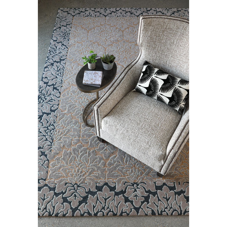 Hand-Tufted Gray and Pecan Wool Medallion Area Rug 6' x 9'
