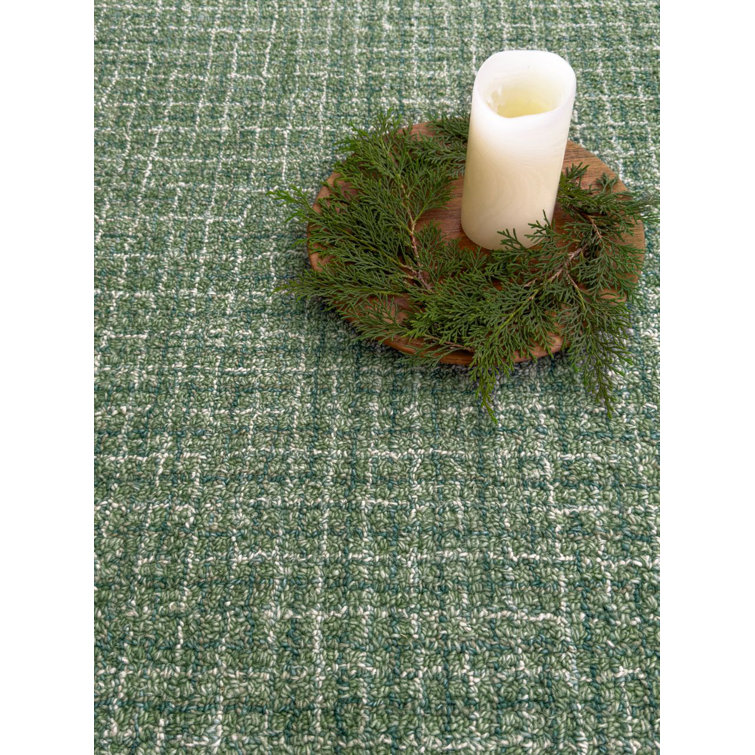 Forest Green Hand-Tufted Wool Rectangular Area Rug 2' x 3'