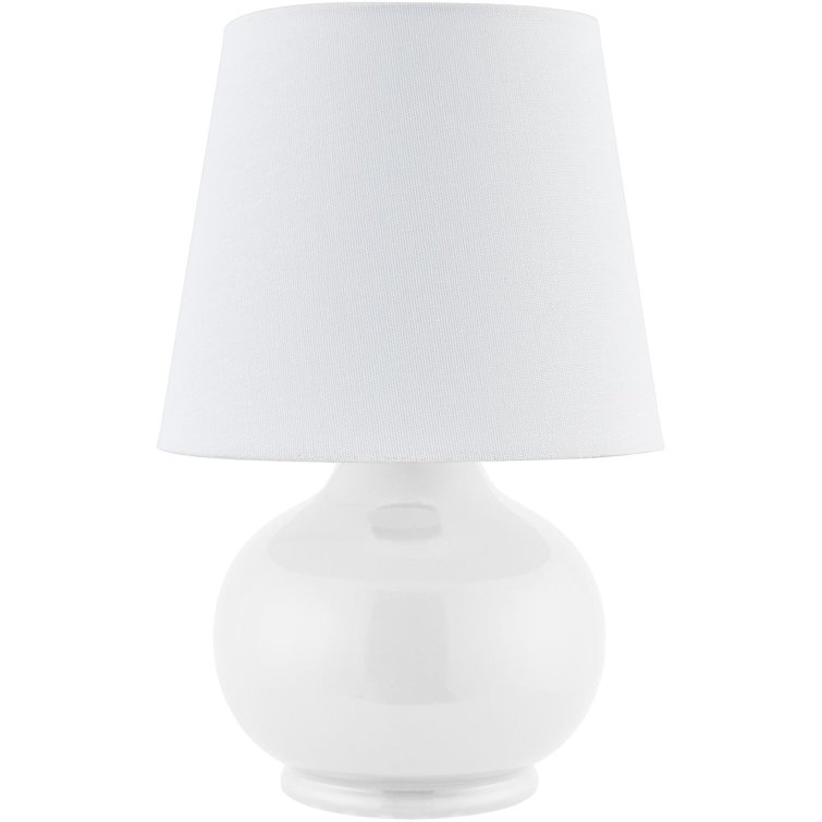 White Ceramic Bell Shade Table Lamp with Cotton Shade