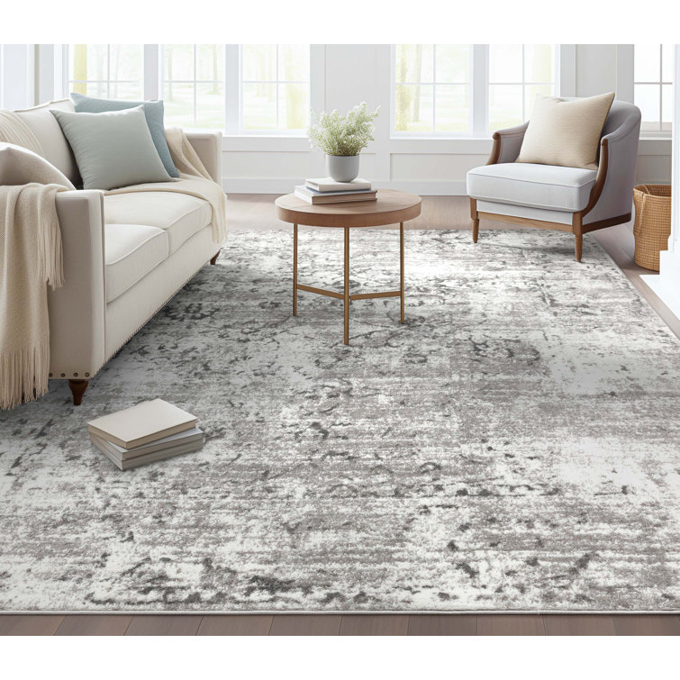 Ivory and Gray Vintage Rectangular 8' x 10' Area Rug
