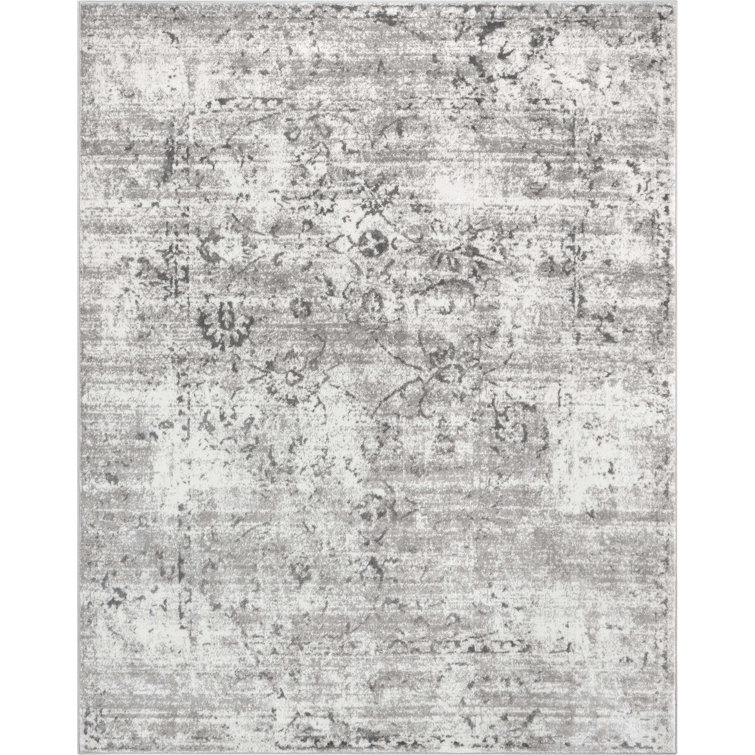 Ivory and Gray Vintage Rectangular 8' x 10' Area Rug