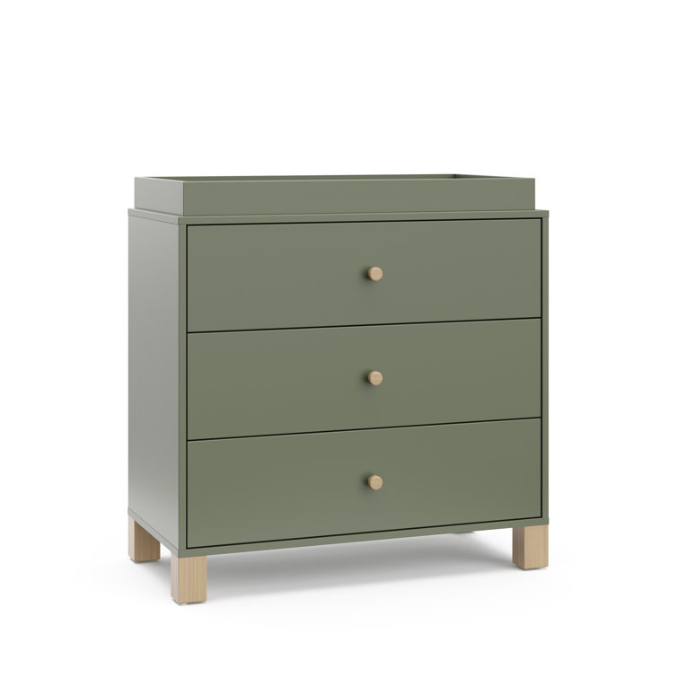 Olive and Driftwood 3-Drawer Nursery Dresser with Changing Topper