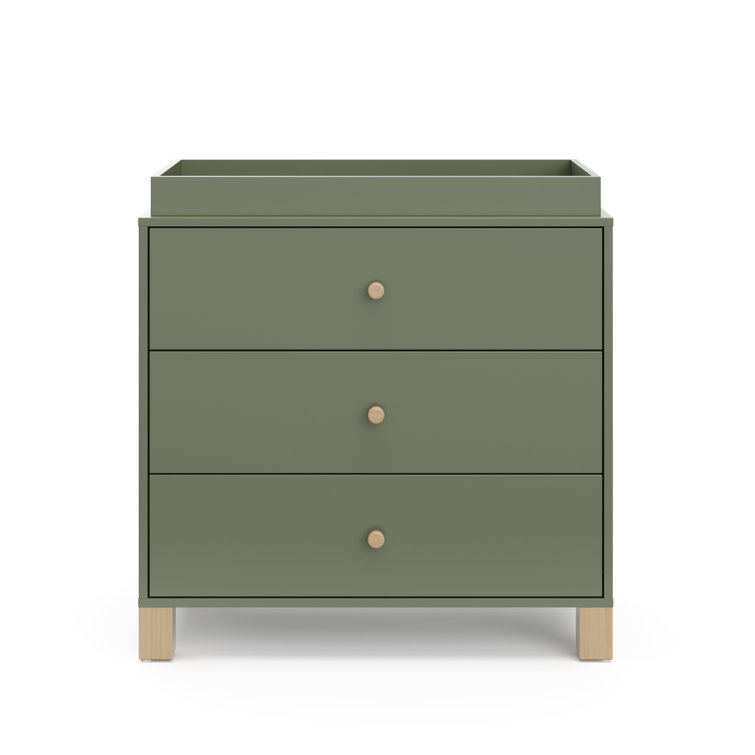 Olive and Driftwood 3-Drawer Nursery Dresser with Changing Topper