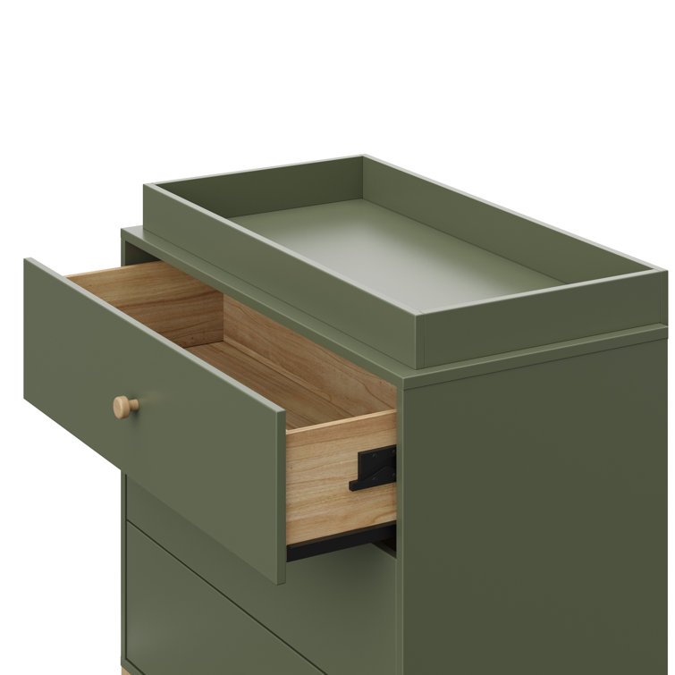 Olive and Driftwood 3-Drawer Nursery Dresser with Changing Topper