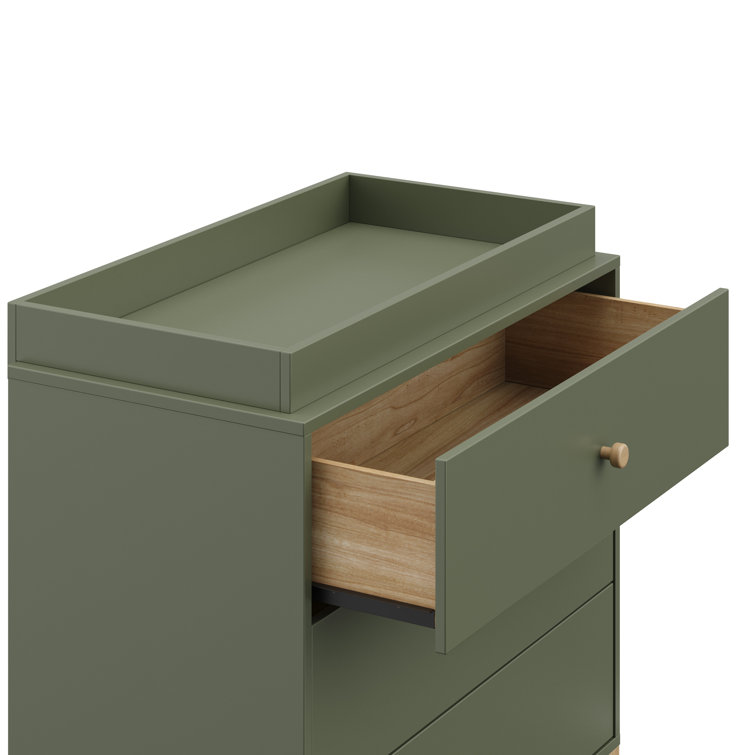 Olive and Driftwood 3-Drawer Nursery Dresser with Changing Topper
