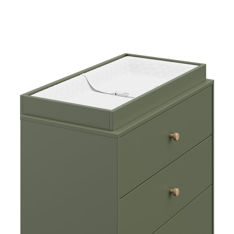 Olive and Driftwood 3-Drawer Nursery Dresser with Changing Topper