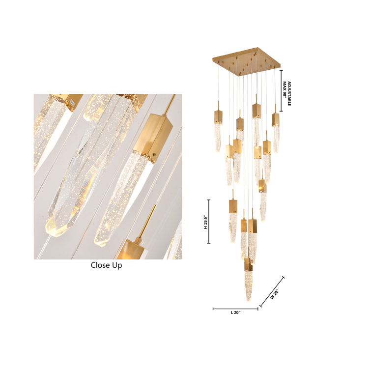 Black Crystal Plug-in Chandelier with Adjustable Cords