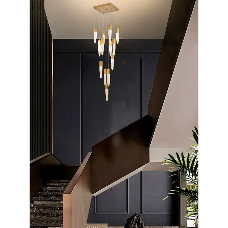 Black Crystal Plug-in Chandelier with Adjustable Cords