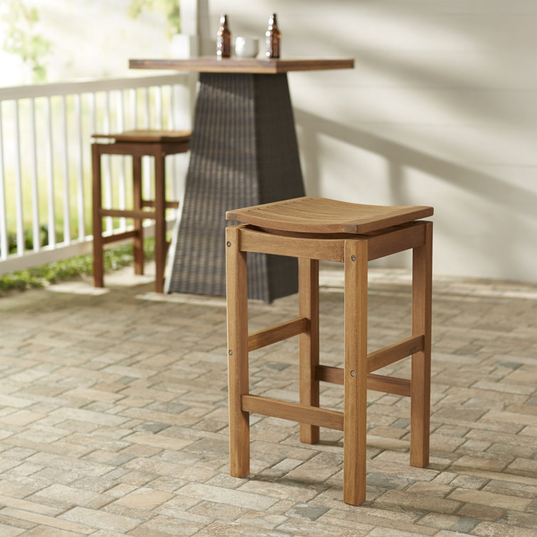 Classic Eucalyptus Brown Stain Bar Stool, Weather Resistant