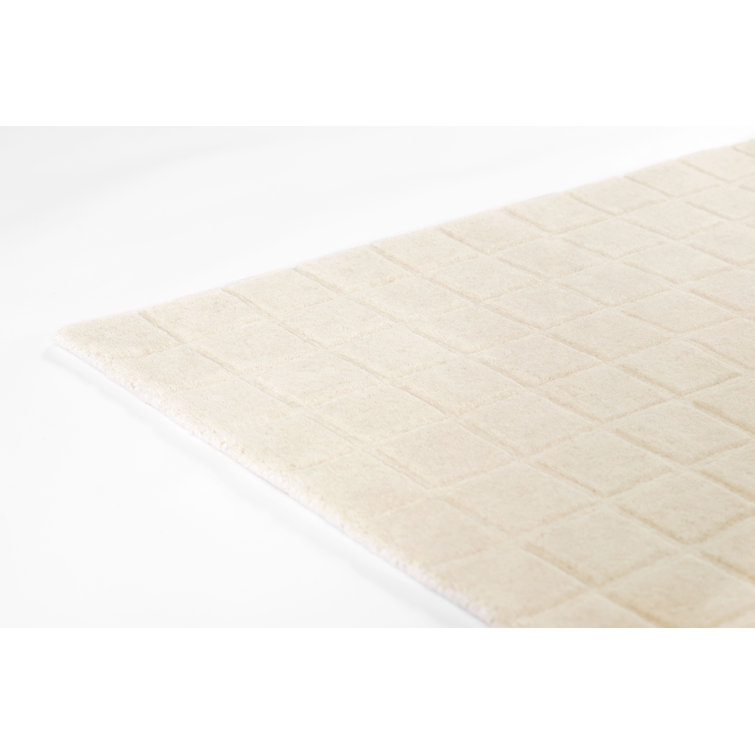 Hand Loomed Ivory Wool Rectangular Area Rug 5' x 8'