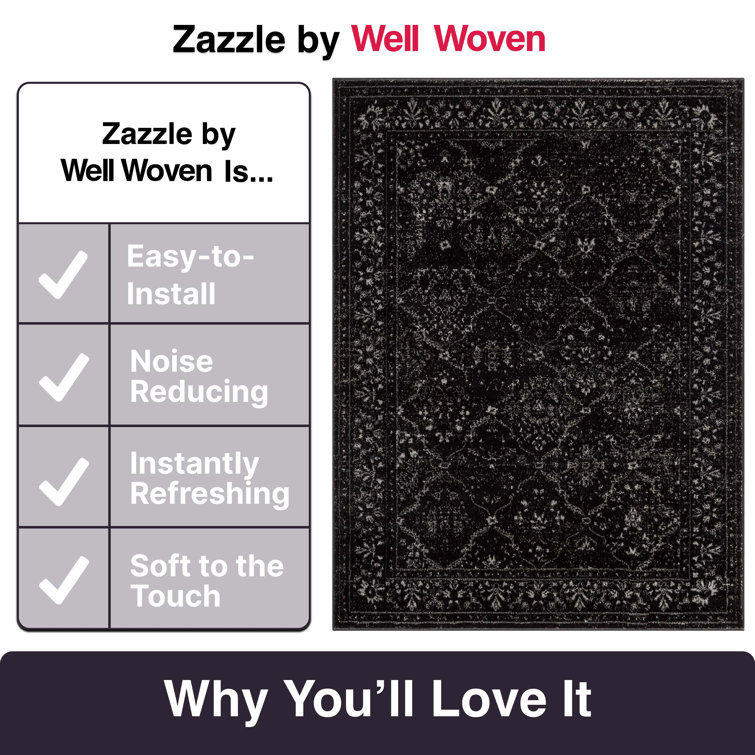 Zazzle Vintage Modern 5' x 7' Black Synthetic Area Rug