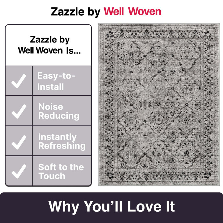 Reversible Easy-Care Synthetic Gray Rectangular Rug