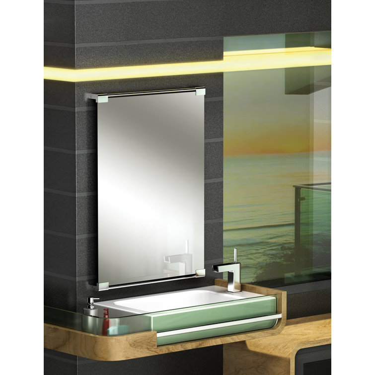 Elegant Chrome Rectangular Bathroom Vanity Mirror with Shatterproof Feature
