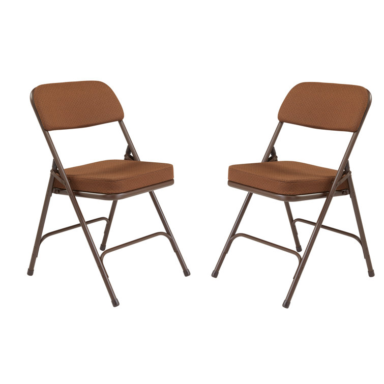 Gold and Mocha Brown Armless Vinyl Upholstered Folding Chair Set