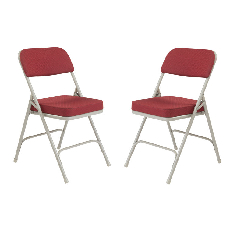 New Burgundy Armless Fabric and Vinyl Reception Chair with Metal Frame