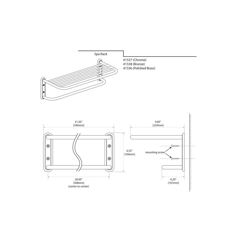 Polished Chrome Wall Mounted Solid Brass Towel Rack