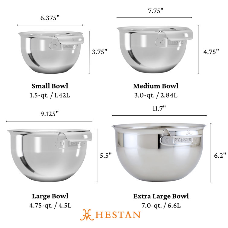 Hestan Provisions 4-Piece Stainless Steel Mixing Bowl Set