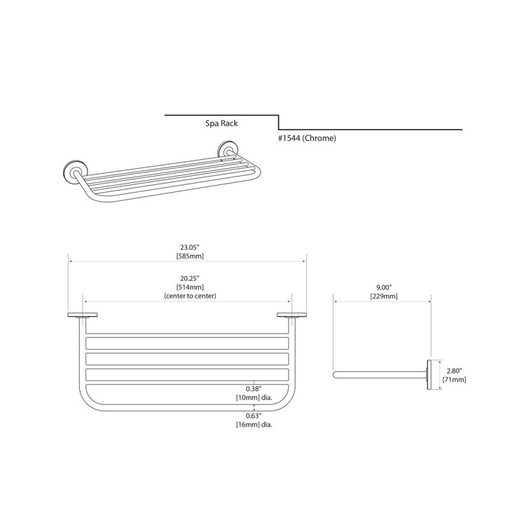 Chrome Wall Mounted 20-Inch Single Bar Towel Rack