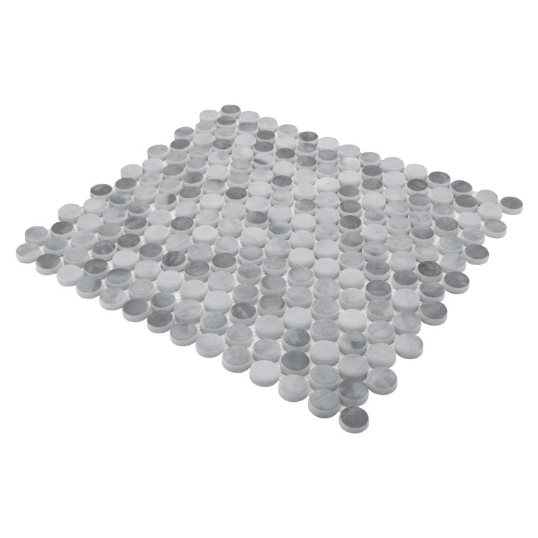 Gray Penny Round Recycled Glass Mosaic Tile 11" x 10"