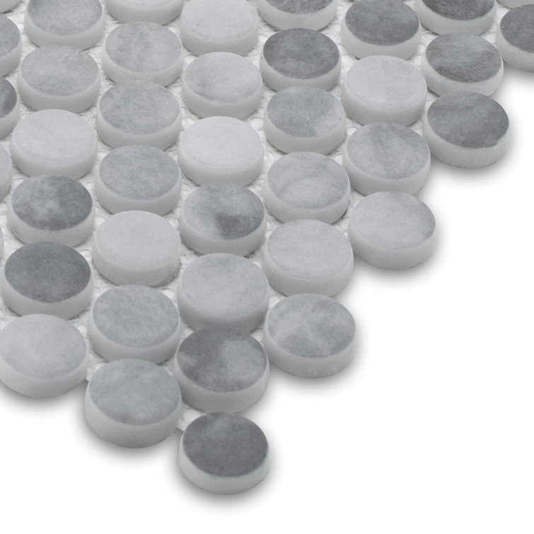 Gray Penny Round Recycled Glass Mosaic Tile 11" x 10"