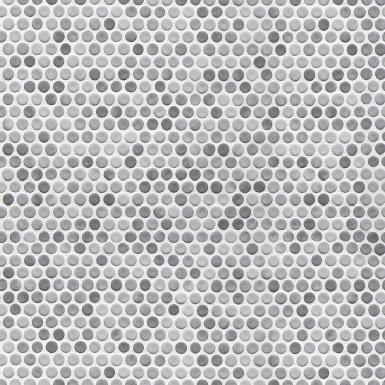Gray Penny Round Recycled Glass Mosaic Tile 11" x 10"
