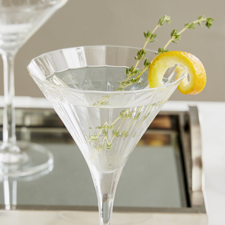 Clear Ribbed Break Resistant Martini Glass Set of Four