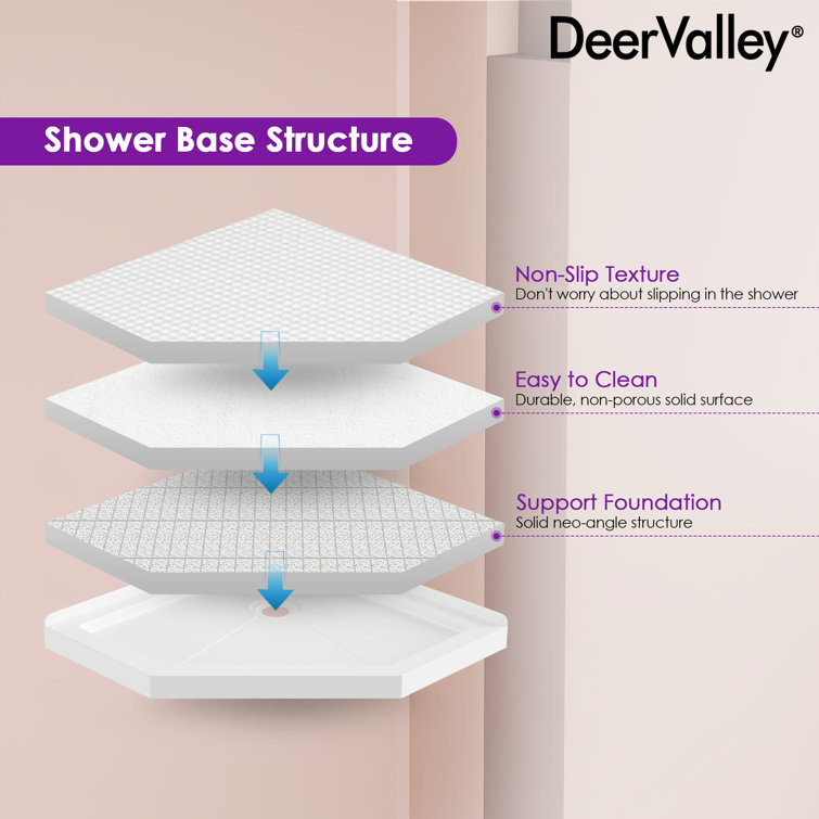 White 36" x 36" Neo-Angle Acrylic Shower Base