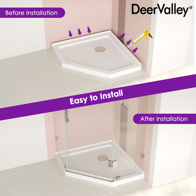 White 36" x 36" Neo-Angle Acrylic Shower Base