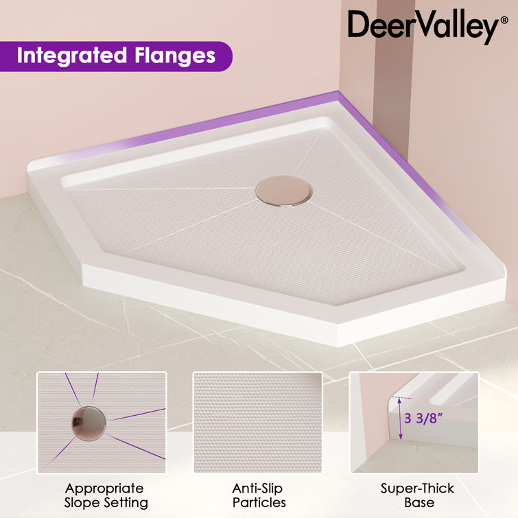 White 36" x 36" Neo-Angle Acrylic Shower Base