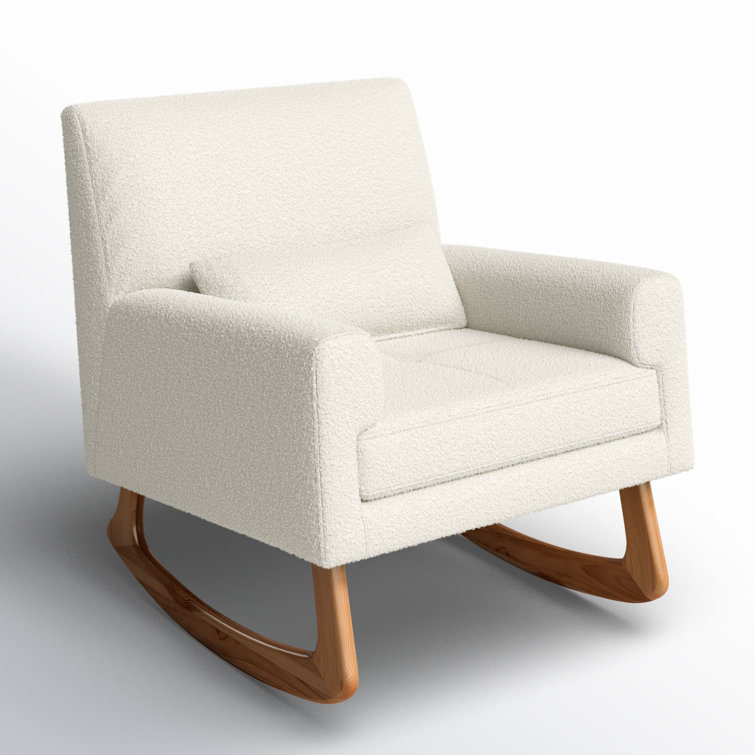 Ivory Boucle Sleepytime Rocker with Smooth Ash Hardwood Legs