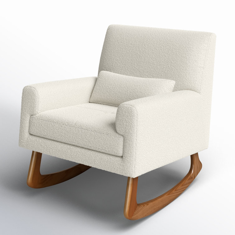Ivory Boucle Sleepytime Rocker with Smooth Ash Hardwood Legs