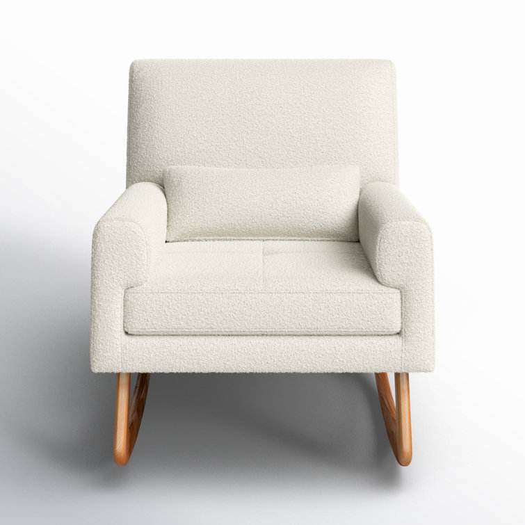 Ivory Boucle Sleepytime Rocker with Smooth Ash Hardwood Legs