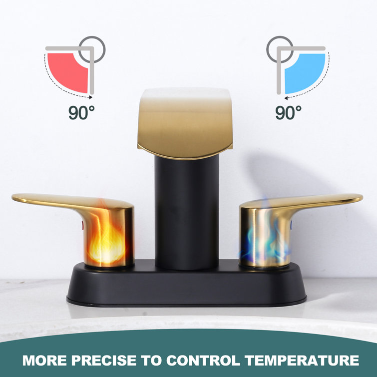 Gold and Matte Black Stainless Steel Double Handle Waterfall Bathroom Faucet