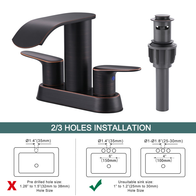 Oil Rubbed Bronze Double Handle Waterfall Bathroom Faucet