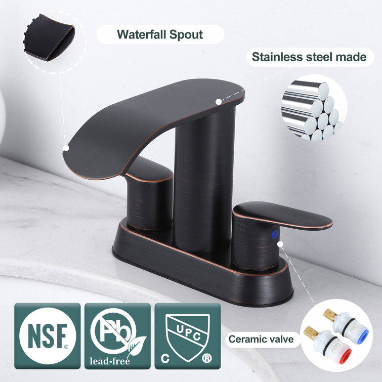 Oil Rubbed Bronze Double Handle Waterfall Bathroom Faucet