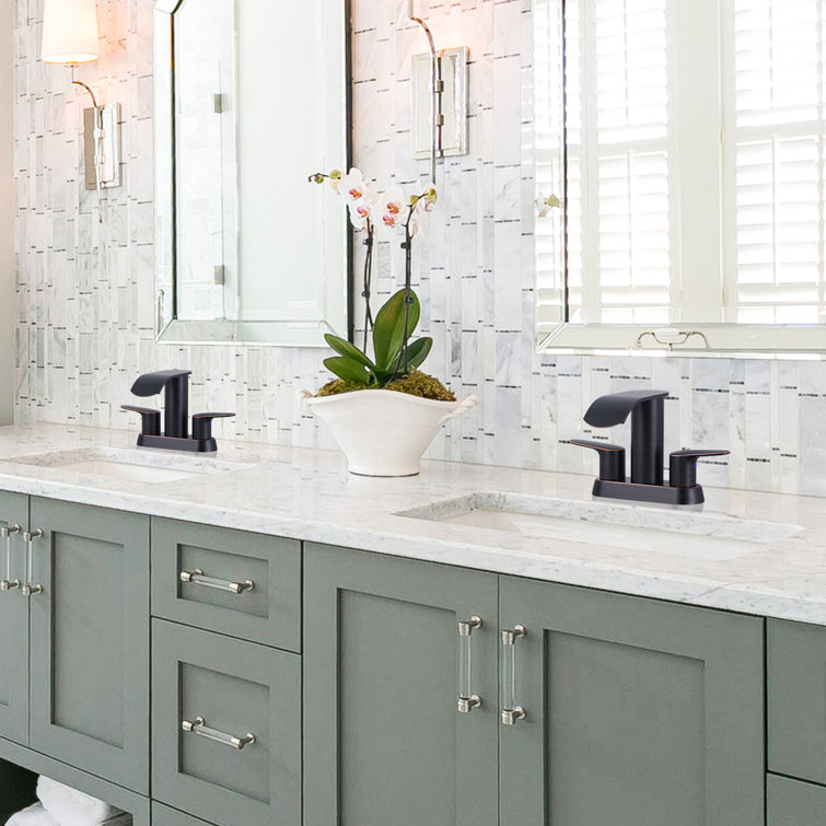 Oil Rubbed Bronze Double Handle Waterfall Bathroom Faucet