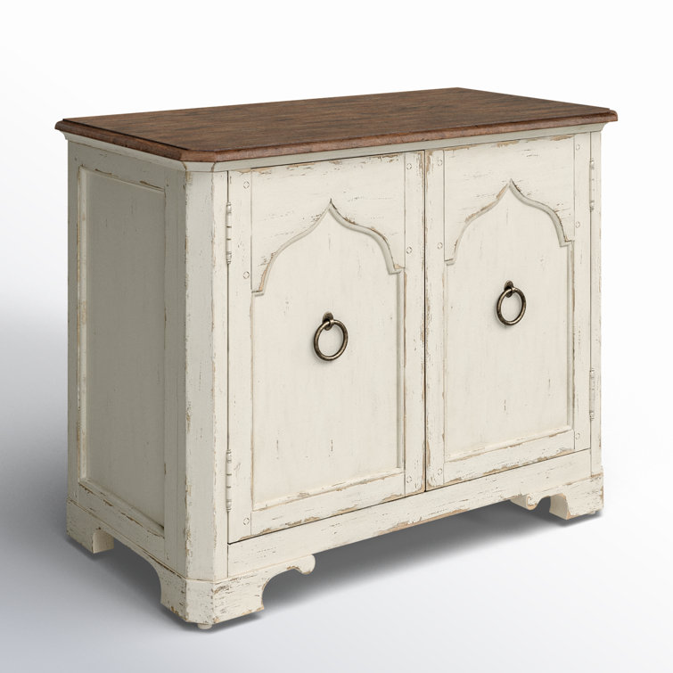 Rustic Cream and Brown 2-Door Oak Veneer Nightstand
