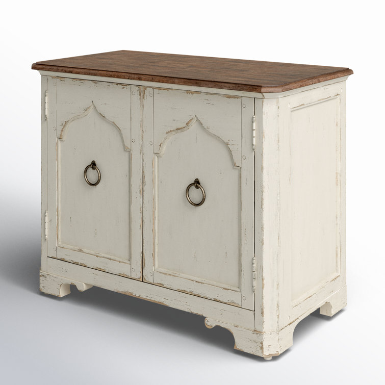 Rustic Cream and Brown 2-Door Oak Veneer Nightstand