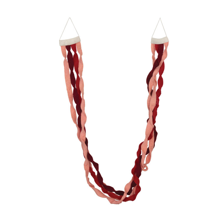 Pink and Red Wool Felt Ribbon Garland for Front Door
