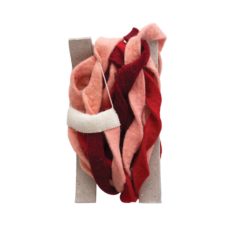 Pink and Red Wool Felt Ribbon Garland for Front Door