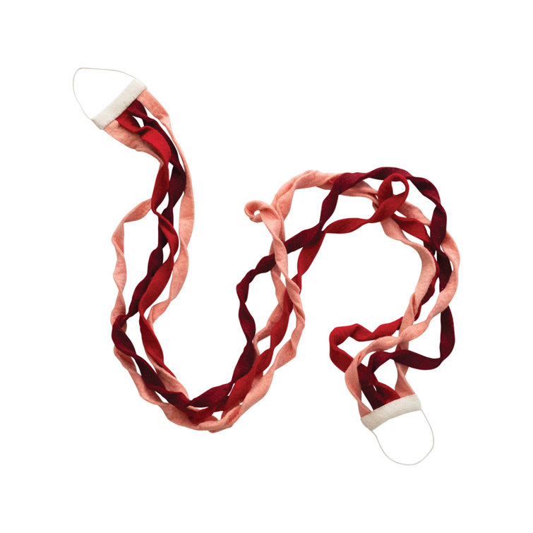Pink and Red Wool Felt Ribbon Garland for Front Door